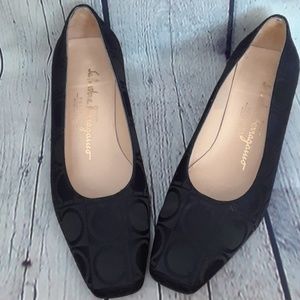 Salvatore Ferragamo Black Signature Fabric Pumps